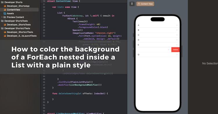 How to color the background of a ForEach nested inside a List with a plain style